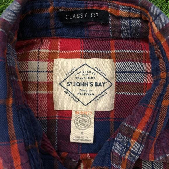 Men’s St. John’s Bay Blue/Red Plaid Button Down - Picture 6 of 6